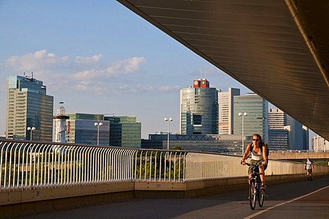 UNO City at the Danube from Reichsbruecke bridge, Vienna, Austria, Europe