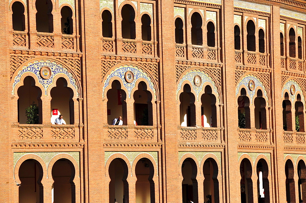 Detail of the facade of the Plaza de Toros Las Ventas, Las Ventas Bullring, Madrid, Spain, Iberian Peninsula, Europe