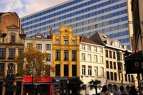 Facades in the historic town centre, Brussels, Belgium, Europe