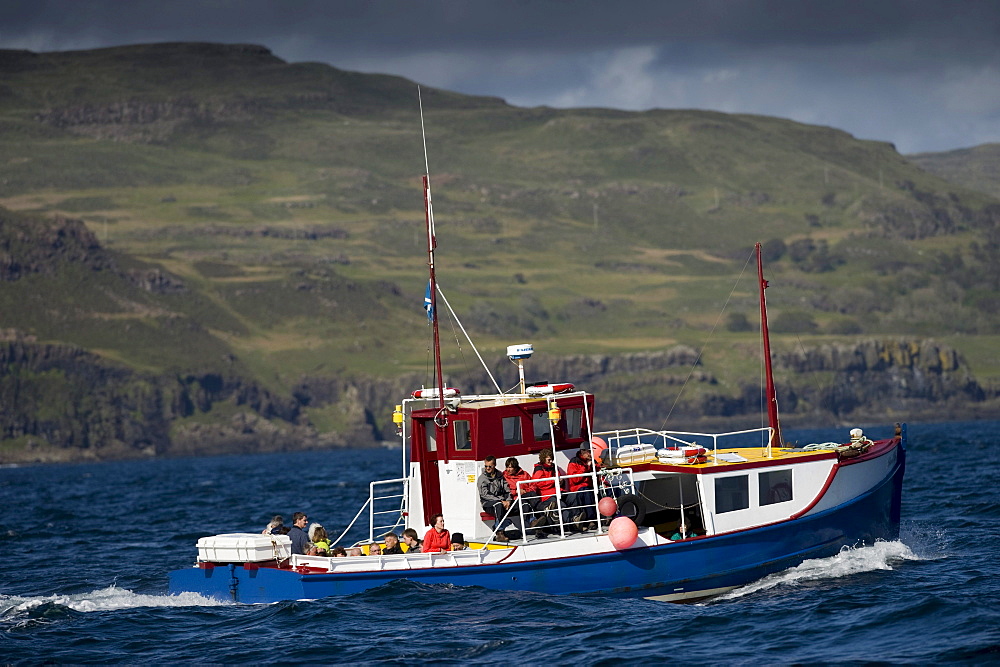 Fishing boat in front of the Inner Hebrides, Isle of Mull, Scotland, UK, Europe