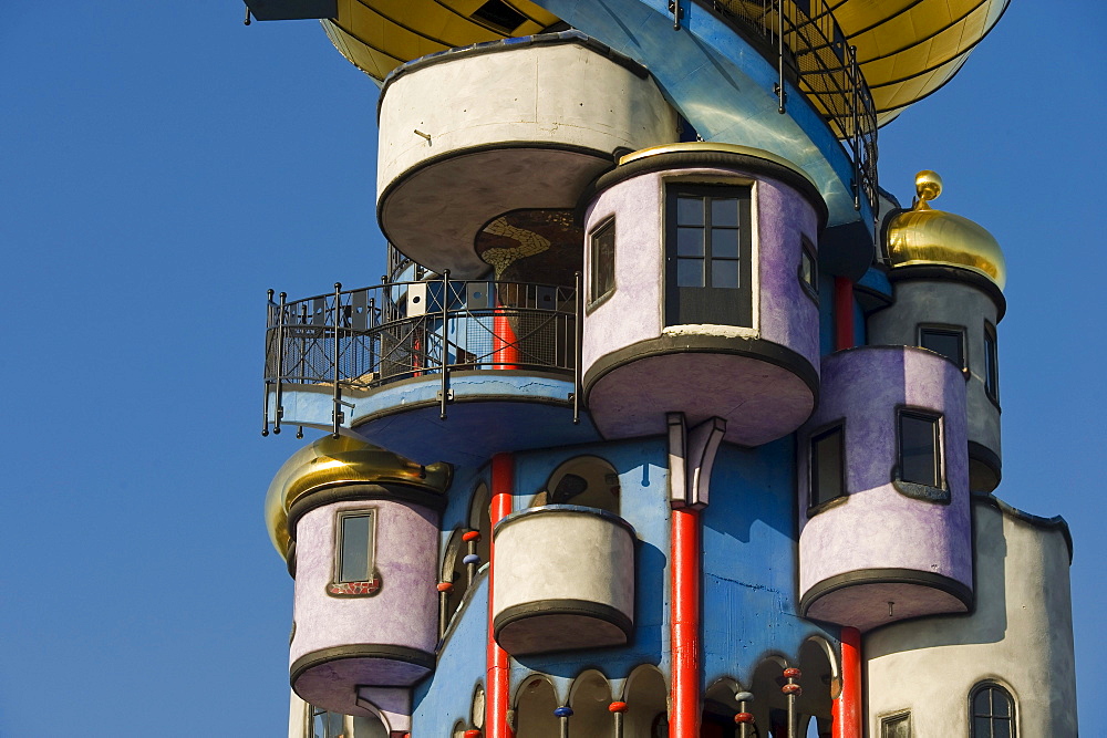 Hundertwasser tower of the Kuchelbauer Brewery, Abensberg, Lower Bavaria, Bavaria, Germany, Europe, PublicGround