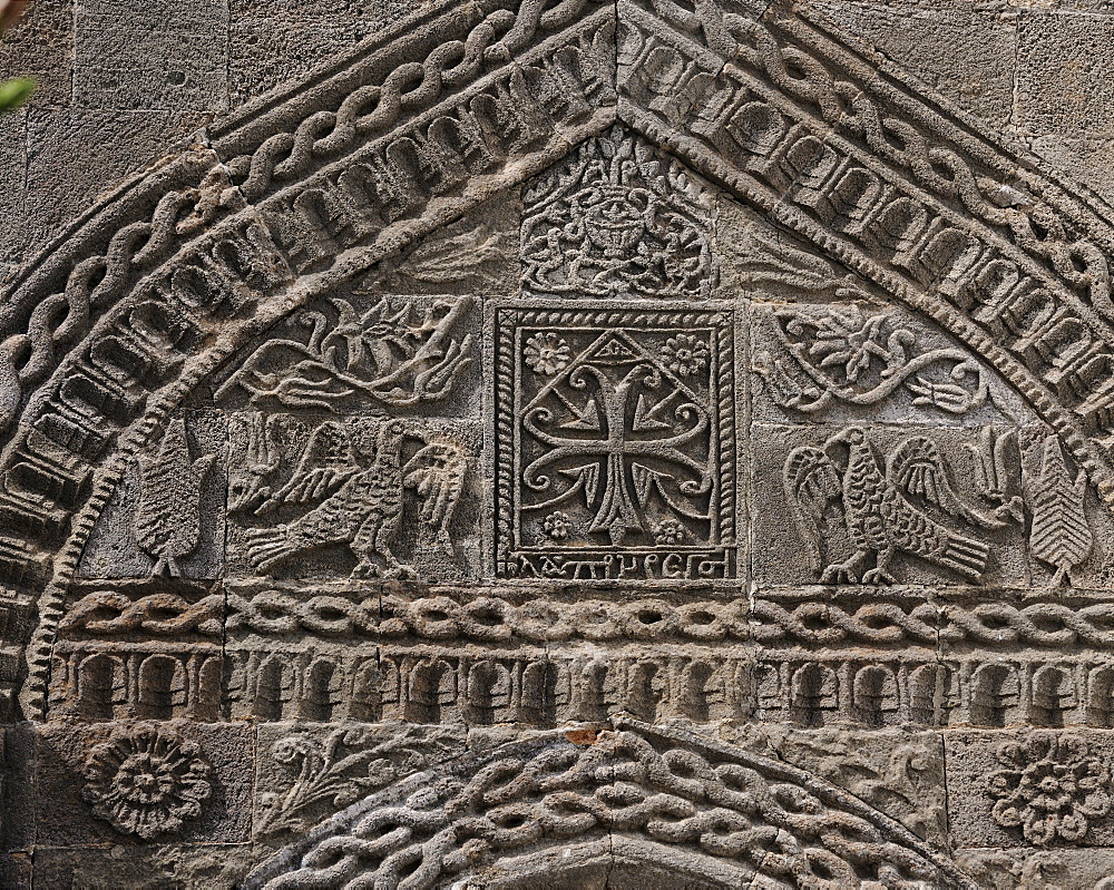 Richly decorated captain's house, detail, Lindos, Rhodes, Greece, Europe