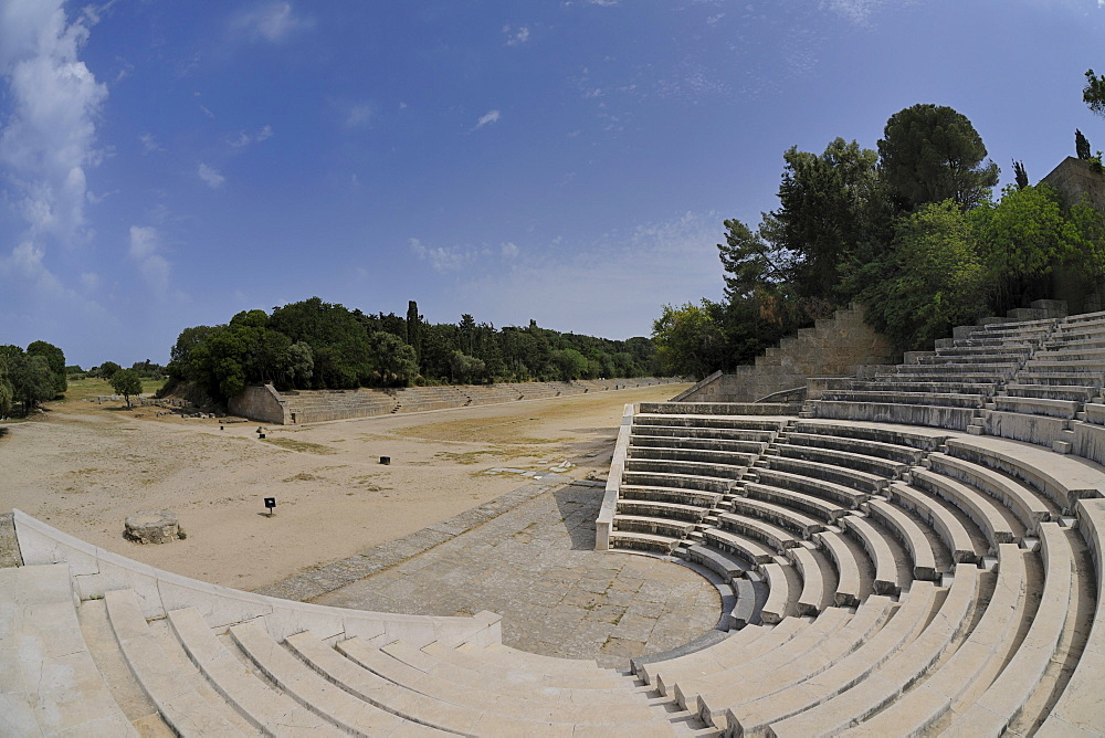 Ancient Stadium, reconstructed, Monte Smith, Rhodes Town, Rhodes, Greece, Europe