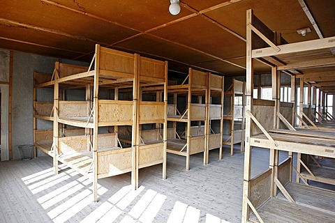 Barracks from the inside, Dachau Concentration Camp Memorial Site, Dachau, Bavaria, Germany, Europe