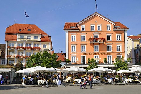 Seegarten and Reutemann hotels on the promenade in Lindau, Lake Constance, Bavaria, Germany, Europe