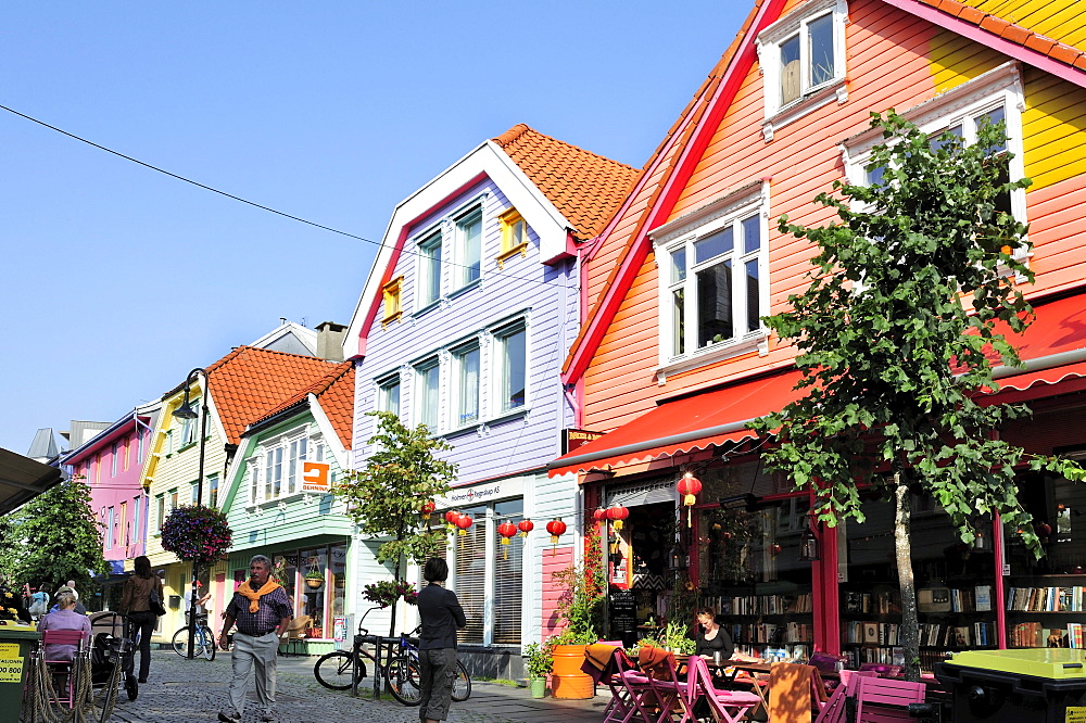 Traditional colourful wooden houses in Stavanger, Norway, Scandinavia, Northern Europe