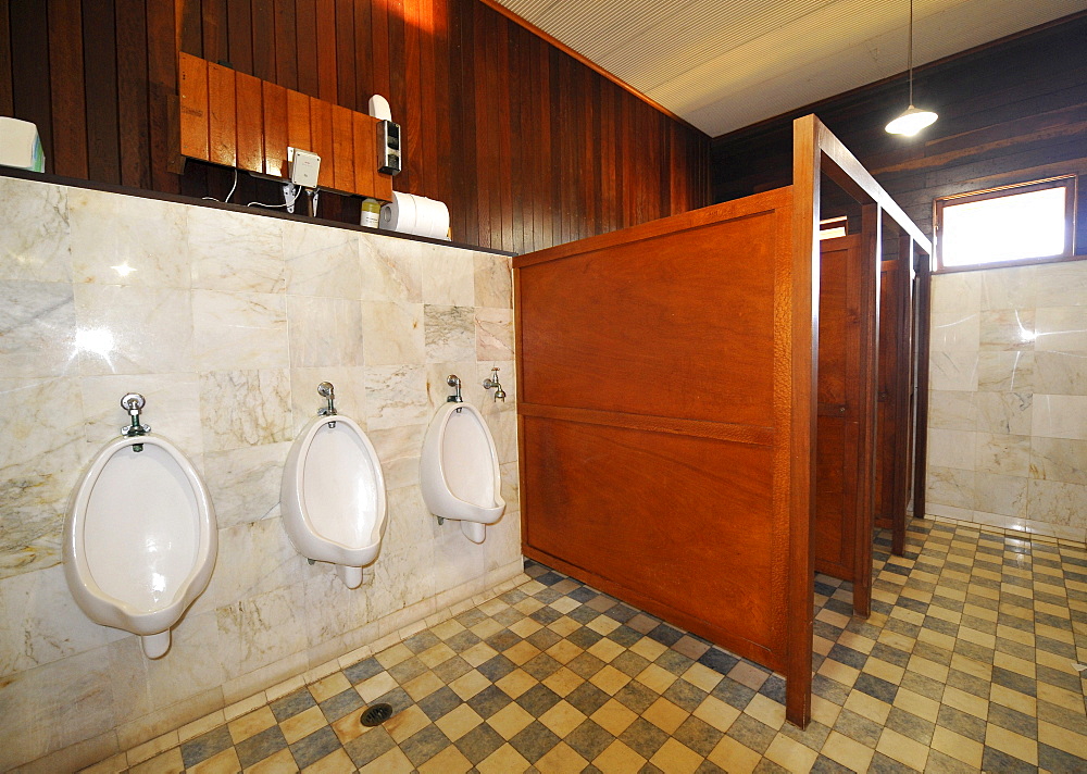 Interior shot, toilet, Kuranda Scenic Railway, historic station, Freshwater Station, Cairns, Queensland, Australia