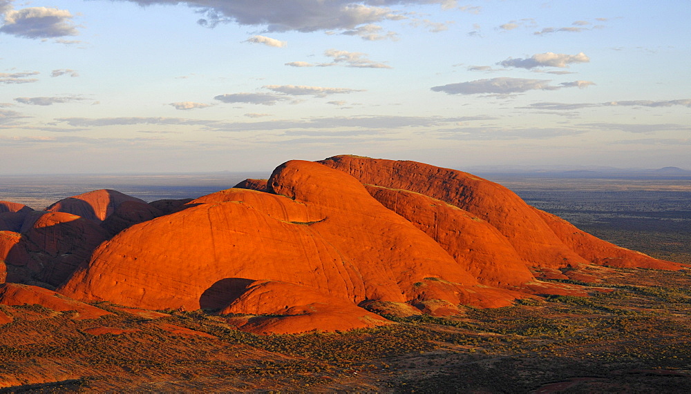 Aerial view of Kata Tjuta, The Olgas at sunset, Uluru-Kata Tjuta National Park, Northern Territory, Australia