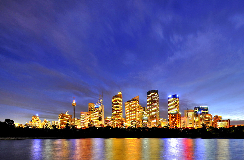 Sydney skyline, TV Tower, Central Business District, night, Sydney, New South Wales, Australia