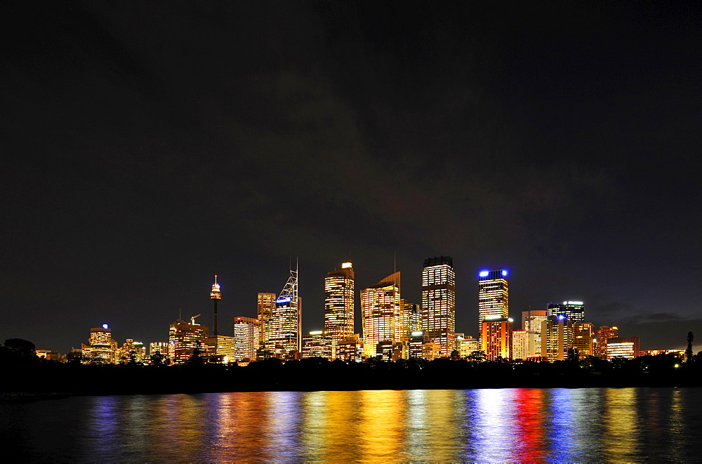 Sydney skyline, TV Tower, Central Business District, night, Sydney, New South Wales, Australia