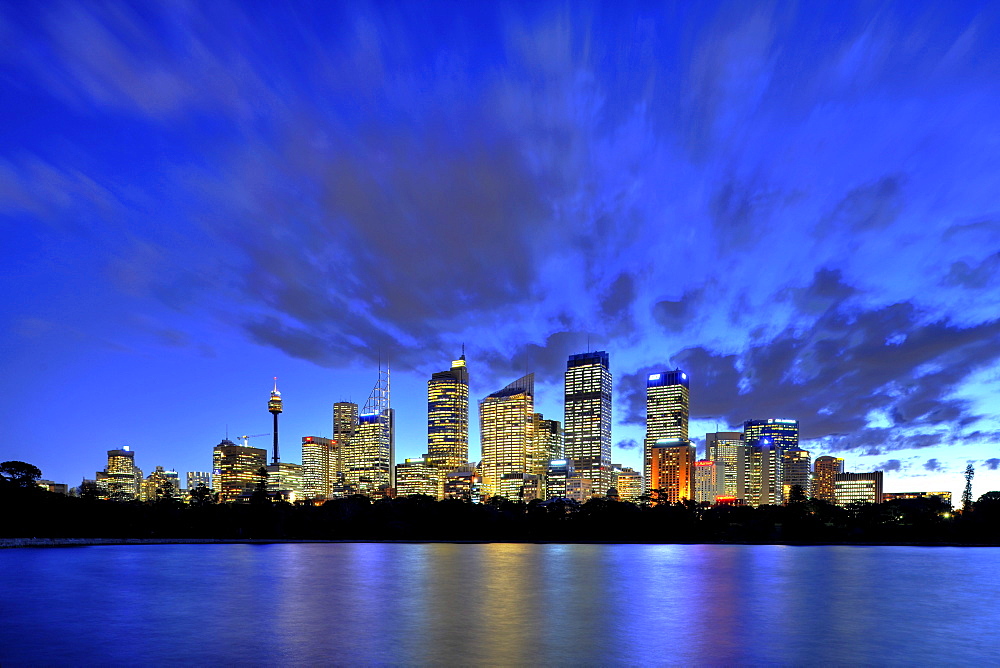 Sydney skyline, TV Tower, Central Business District, night, Sydney, New South Wales, Australia