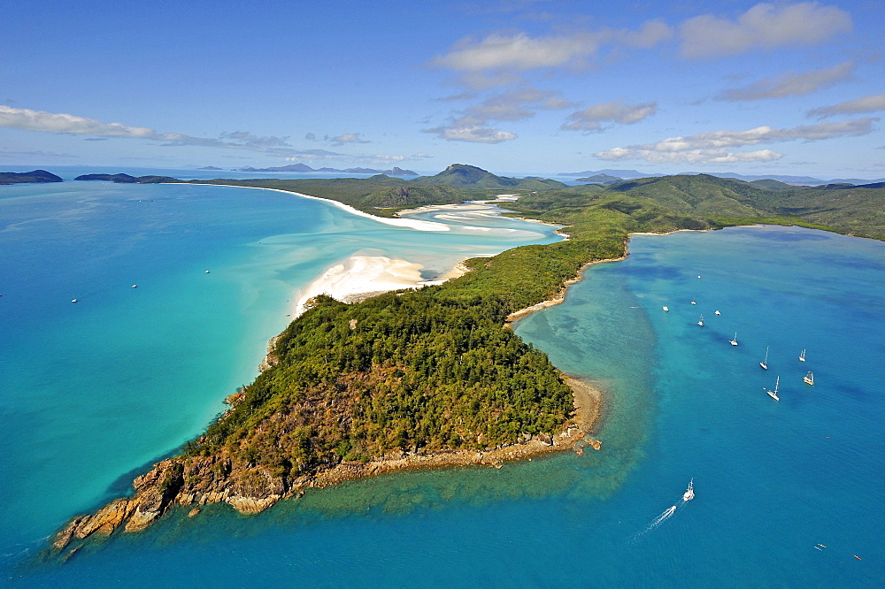 Aerial view of Whitehaven Beach, Whitsunday Island, right Hook Island, Whitsunday Islands National Park, Queensland, Australia