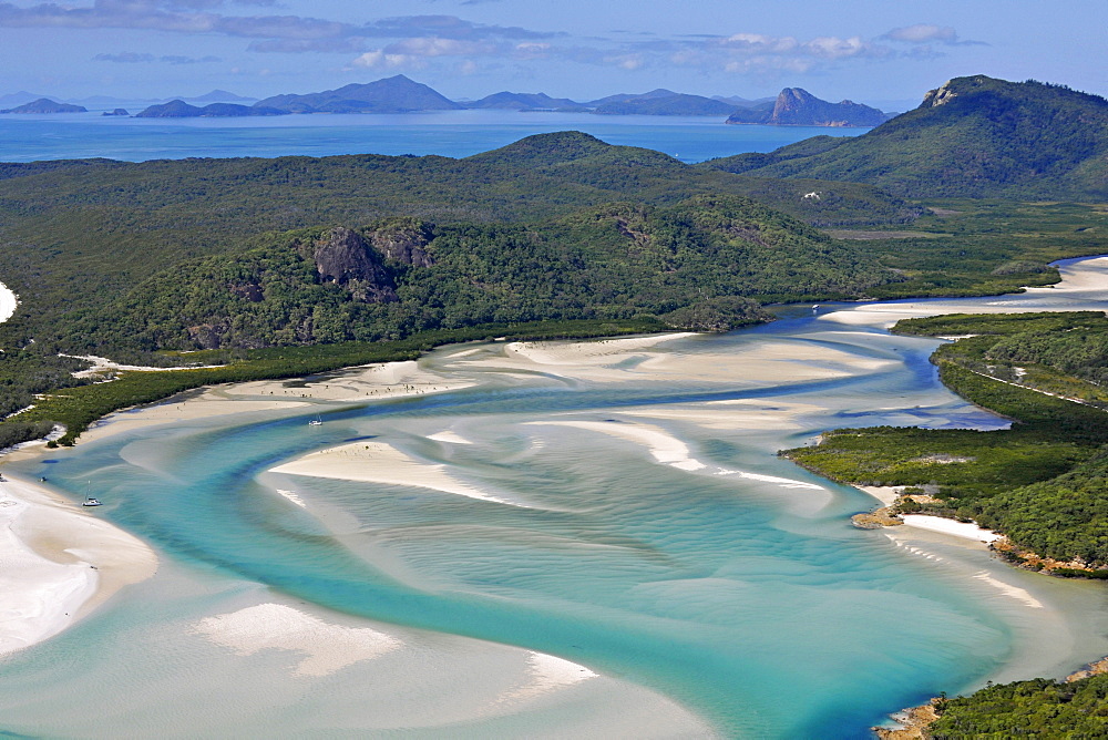 Aerial view of Whitehaven Beach, Whitsunday Island, right Hook Island, Whitsunday Islands National Park, Queensland, Australia