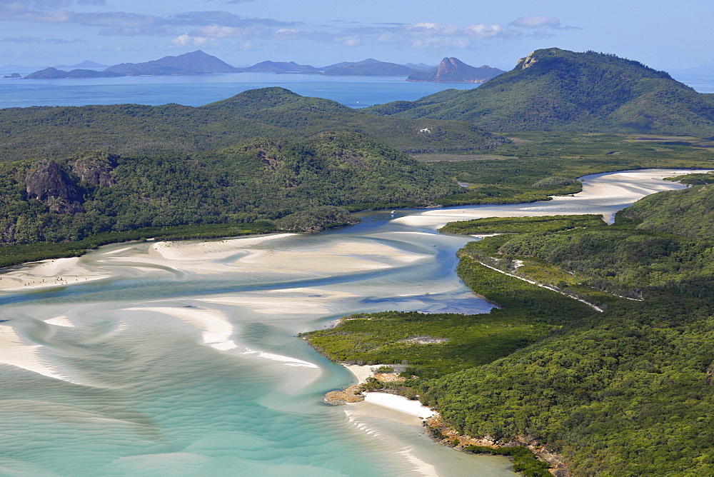 Aerial view of Whitehaven Beach, Whitsunday Island, right Hook Island, Whitsunday Islands National Park, Queensland, Australia