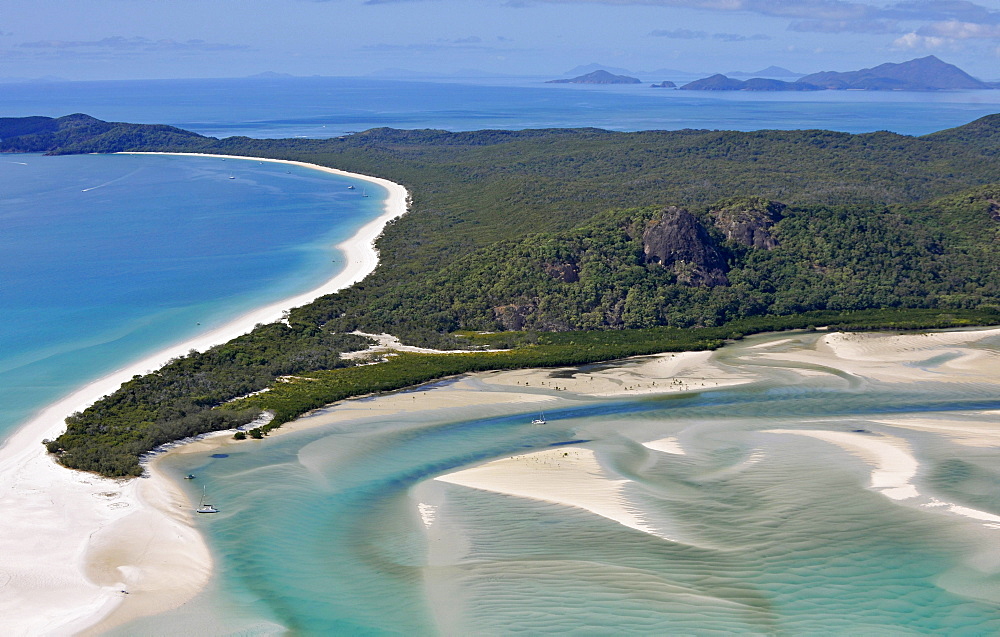 Aerial view of Whitehaven Beach, Whitsunday Island, right Hook Island, Whitsunday Islands National Park, Queensland, Australia