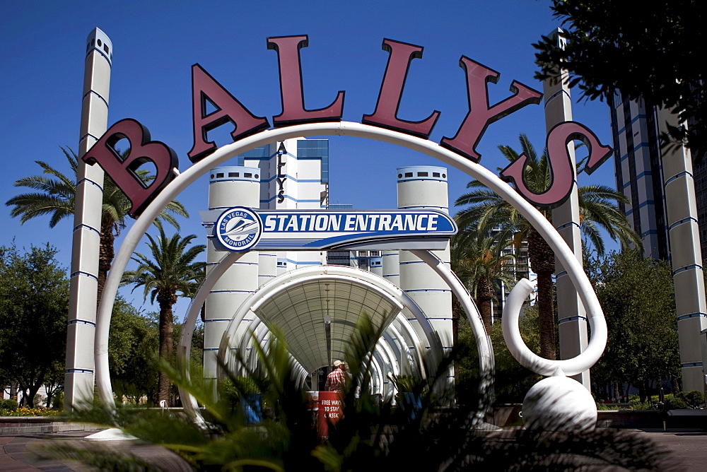 Ballys Hotel, entrance via escalator, Las Vegas, Nevada, USA