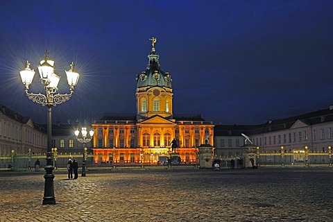 Main portal of Schloss Charlottenburg Palace during the Festival of Lights 2009, Berlin, Germany, Europe