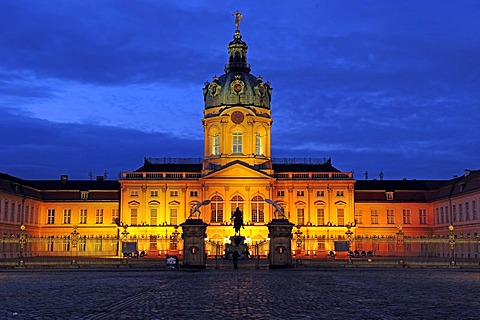 Main portal of Schloss Charlottenburg Palace during the Festival of Lights 2009, Berlin, Germany, Europe