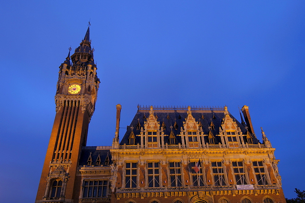 Belfry, Hotel de Ville, town hall, Calais, Nord-Pas de Calais, France, Europe