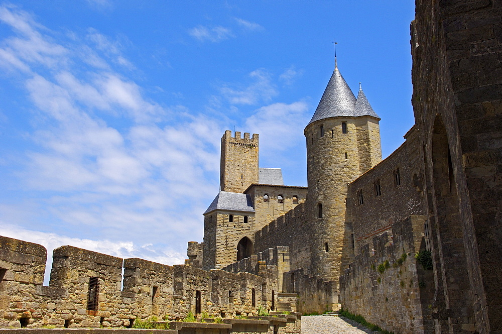 La Cite, Carcassonne medieval fortified town, Aude, Languedoc-Roussillon, France, Europe