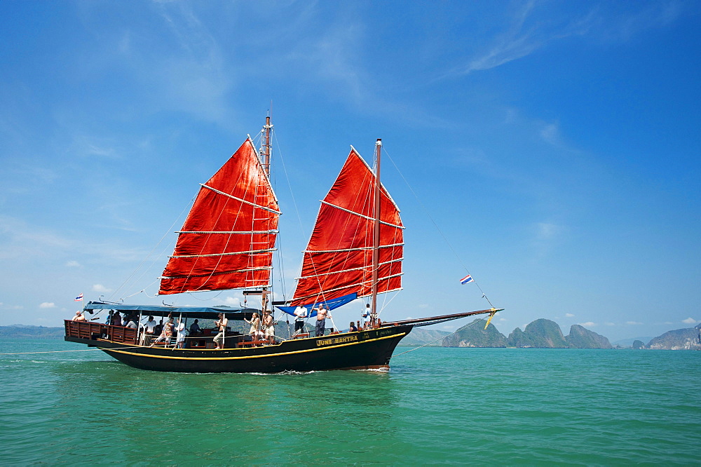 Junk in Phang Nga Bay, Phuket, Thailand, Asia