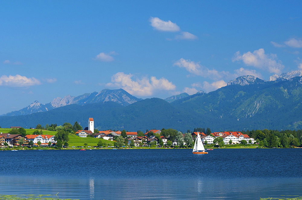 Hopfen am See beside Lake Hopfensee, Allgaeu, Bavaria, Germany, Europe