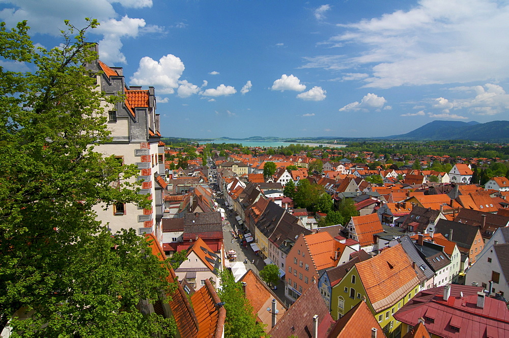 Fuessen with Lake Forggensee, Allgaeu, Bavaria, Germany, Europe