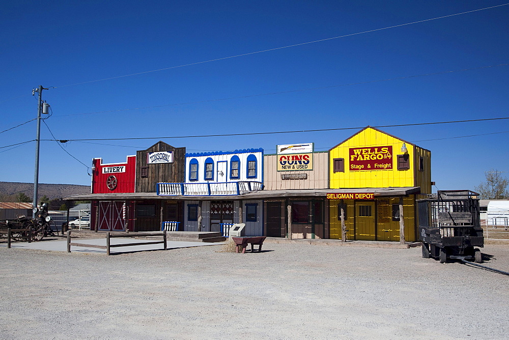 Souvenir shops on the historic Route 66, Antares, Kingman, Arizona, USA, North America