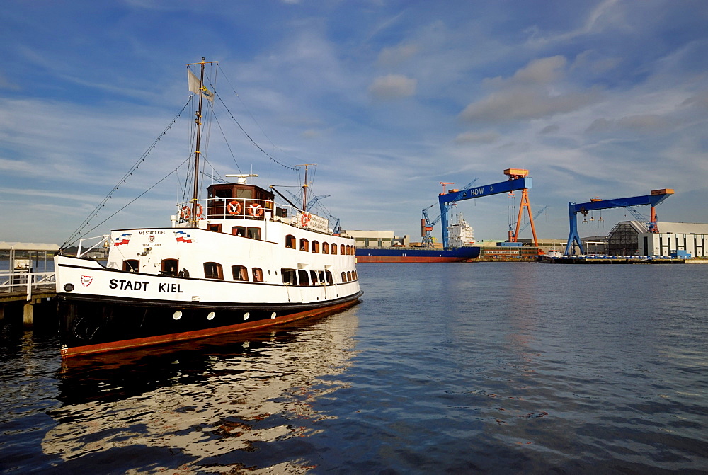 View of the city of Kiel and the HDW shipyard, state capital, Kiel, Schleswig-Holstein, Germany, Europe