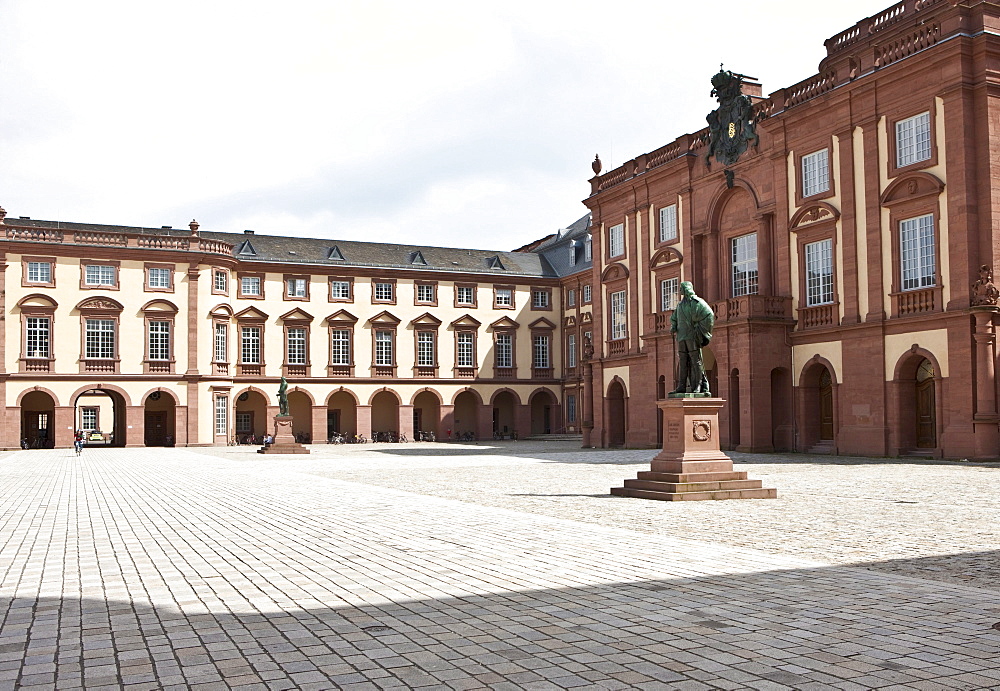 Monument to Karl Friedrich von Baden at Mannheim Castle, former residence of the Electors of the Palatinate, Mannheim, Rhineland-Palatinate, Germany, Europe