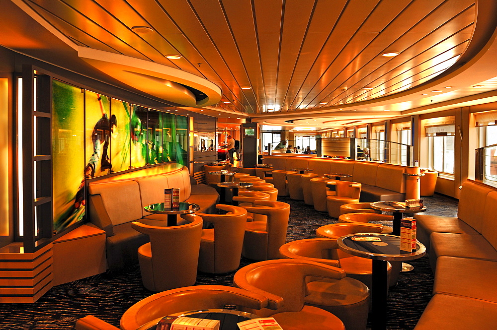 Passenger lounge on the "Seafrance" car ferry Calais-Dover, Calais, France, Europe