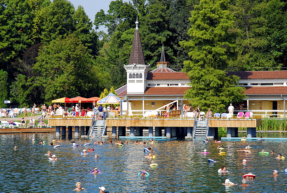 Hot springs, thermal spa in Heviz, Lake Balaton, Balaton, Hungary, Europe