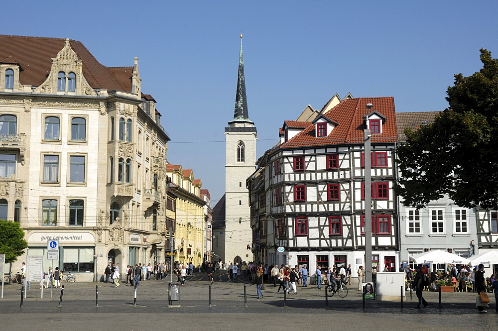 Domplatz square with All Saints Church, Erfurt, Thuringia, Germany, Europe