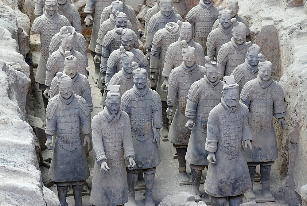 Terracotta army, part of the burial site, Hall 1, mausoleum of the 1st Emperor Qin Shihuangdi in Xi'an, Shaanxi Province, China, Asia