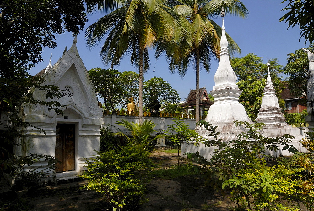 Stupa and grave shrines in Wat Xieng Mouans in Luang Prabang, Laos, Asia