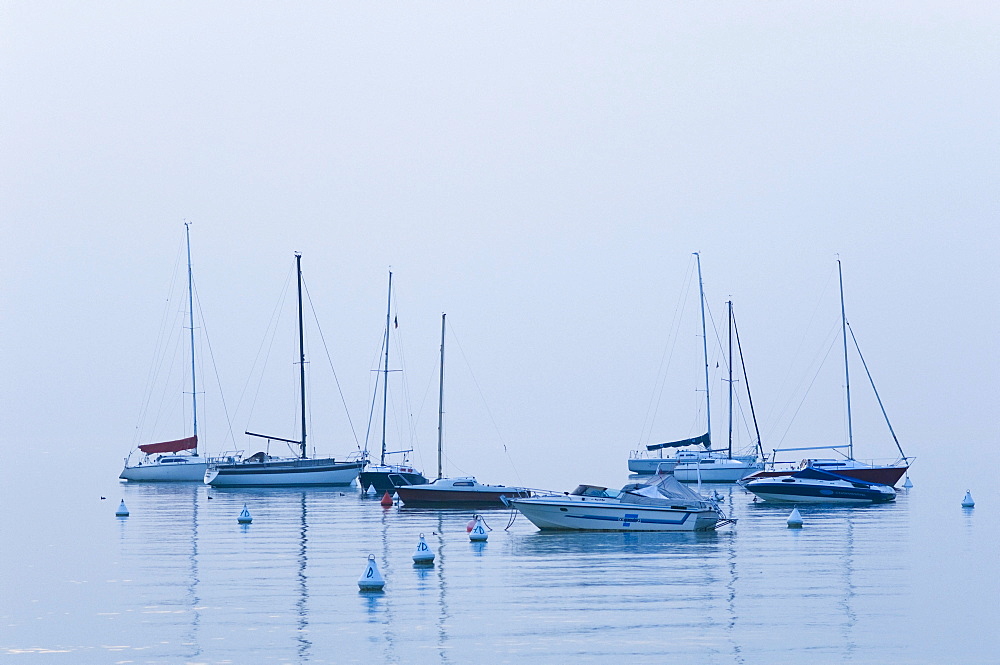 Sailing boats at Bardolino, Lake Garda, Lago di Garda, Veneto, Italy, Europe