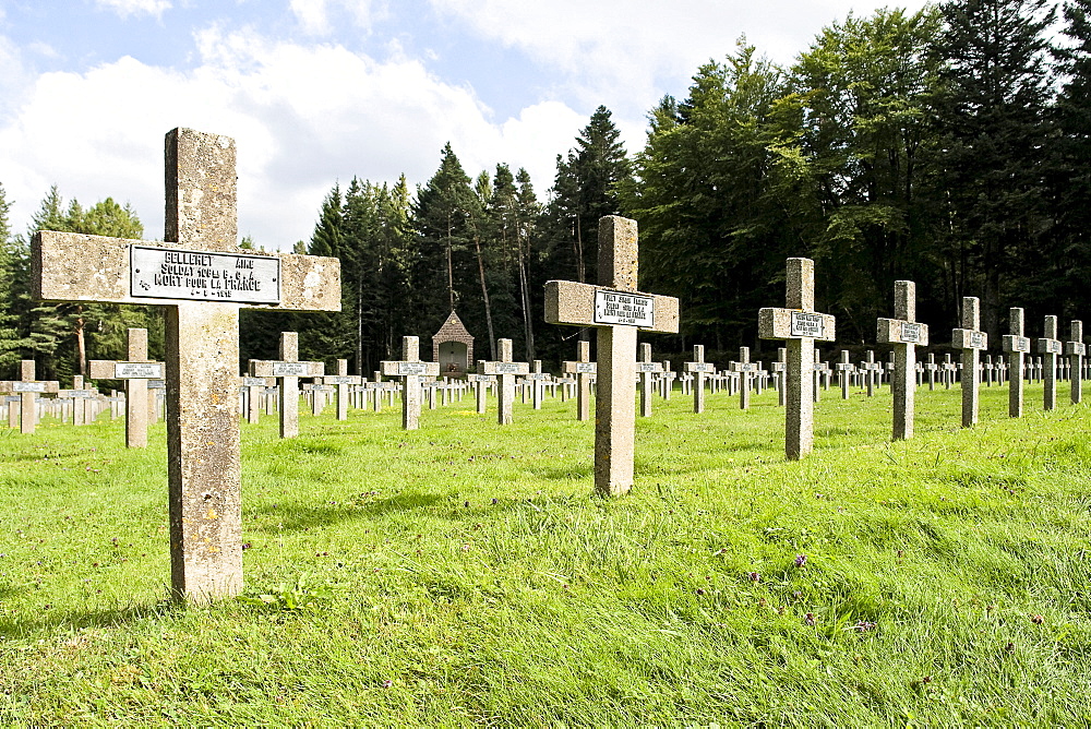 Le Linge, a French military cemetery on the Col du Wettstein, Alsace, France, Europe