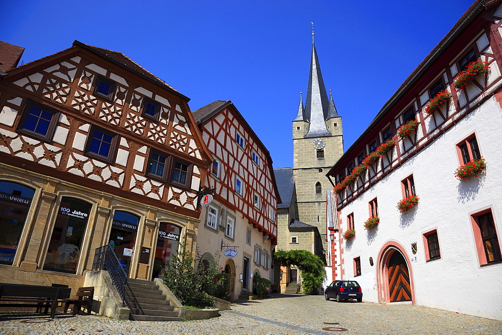 Upper Market Square and St. Michael's Church in Zeil am Main, Hassberge district, Lower Franconia, Bavaria, Germany, Europe