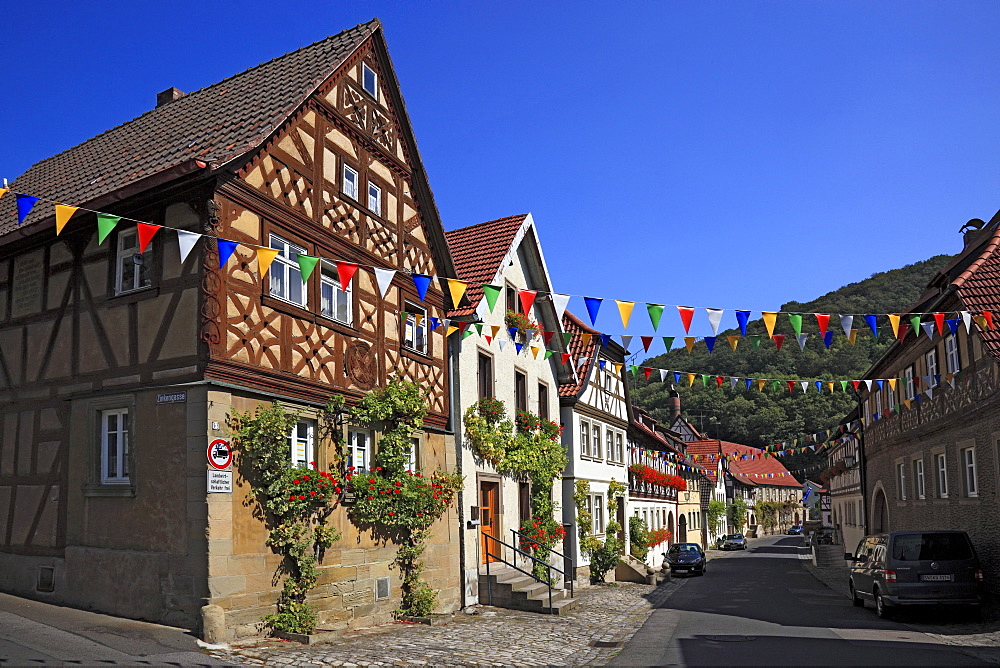 Lane in the historic town centre in Zeil am Main, Hassberge district, Lower Franconia, Bavaria, Germany, Europe