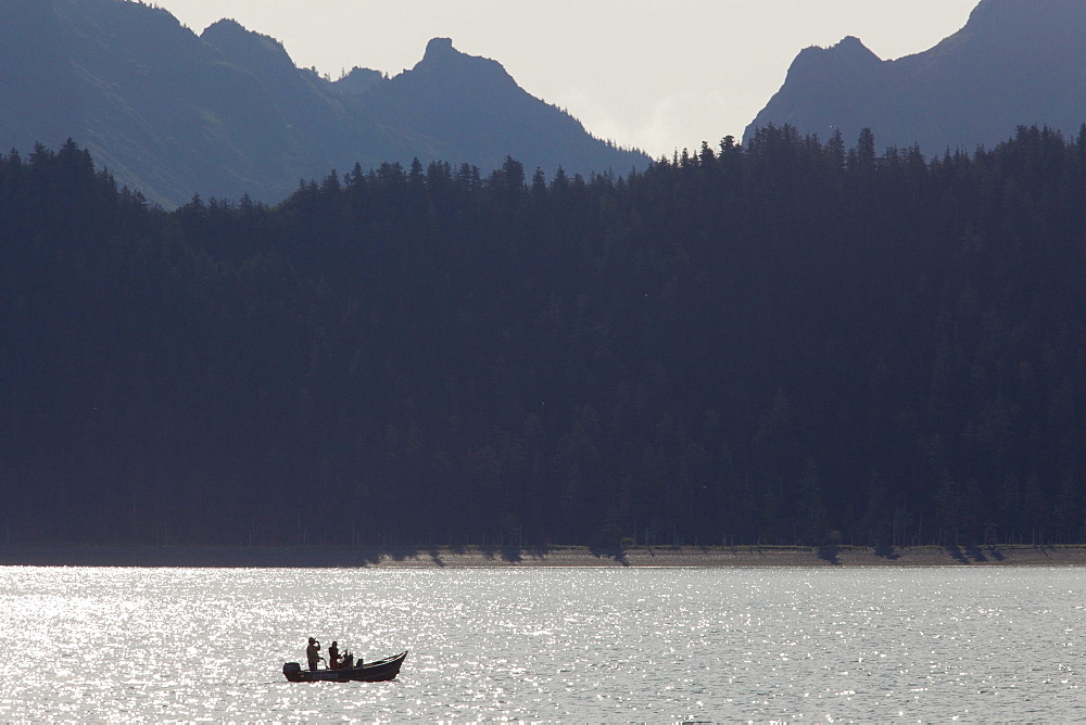 A sport fishing boat in Resurrection Bay, Seward, Alaska, USA