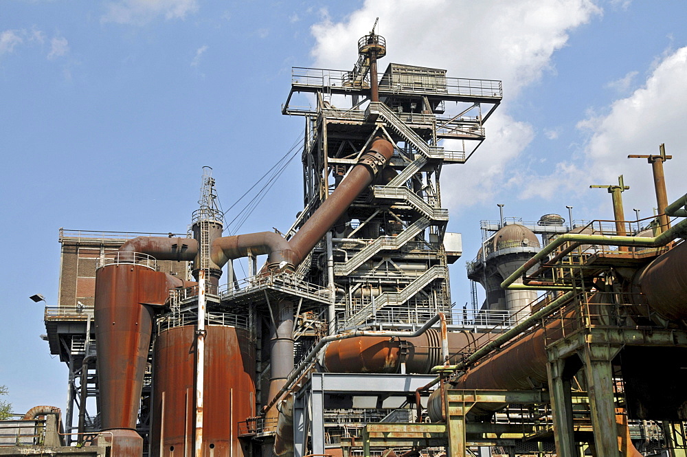 Blast furnace in the Landschaftspark Duisburg-Nord landscape park, a former Thyssen blast furnace plant in Meiderich, Duisburg, North Rhine-Westphalia, Germany, Europe