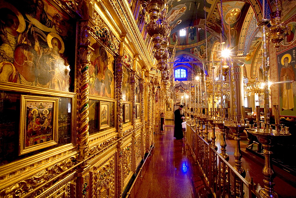 Royal Kykkos monastery, courtyard, Orthodox monastery, icons, mosaics, Troodos Mountains, Cyprus, Greece, Europe