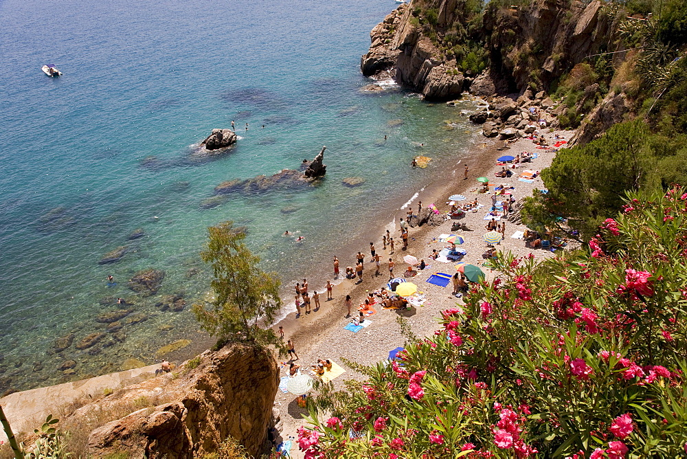 Bathing bay Kalura at Cefalo, Cefalu, Palermo Province, Sicily, Italy, Europe