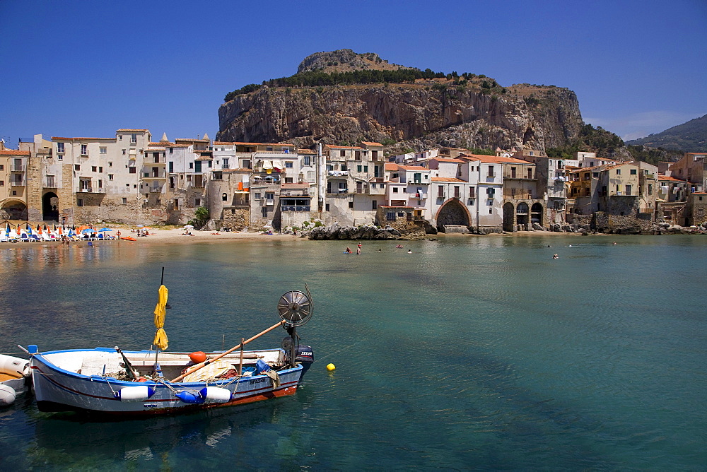 Fishing port, beach, Cefalu, Province of Palermo, Sicily, Italy, Europe