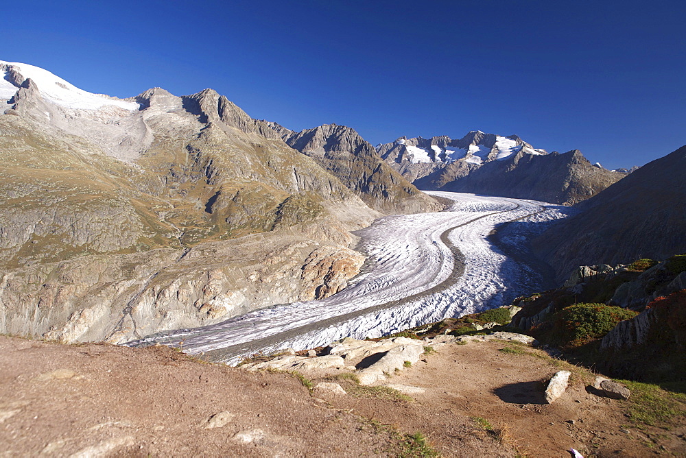 Aletsch Glacier in autumn, Valais, Switzerland, Europe