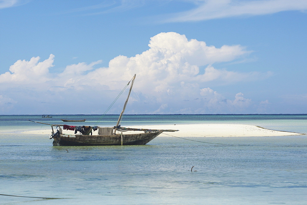 Dhow boat in the harbour of Nungwi, Zanzibar, Tanzania, Africa