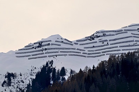 Avalanche barriers in the Stubaital valley, Tyrol, Austria, Europe