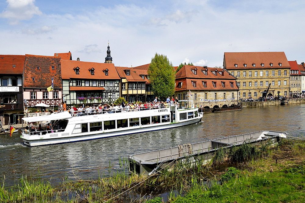 "Little Venice" on the Regnitz river, Bamberg, Upper Franconia, Bavaria, Germany, Europe