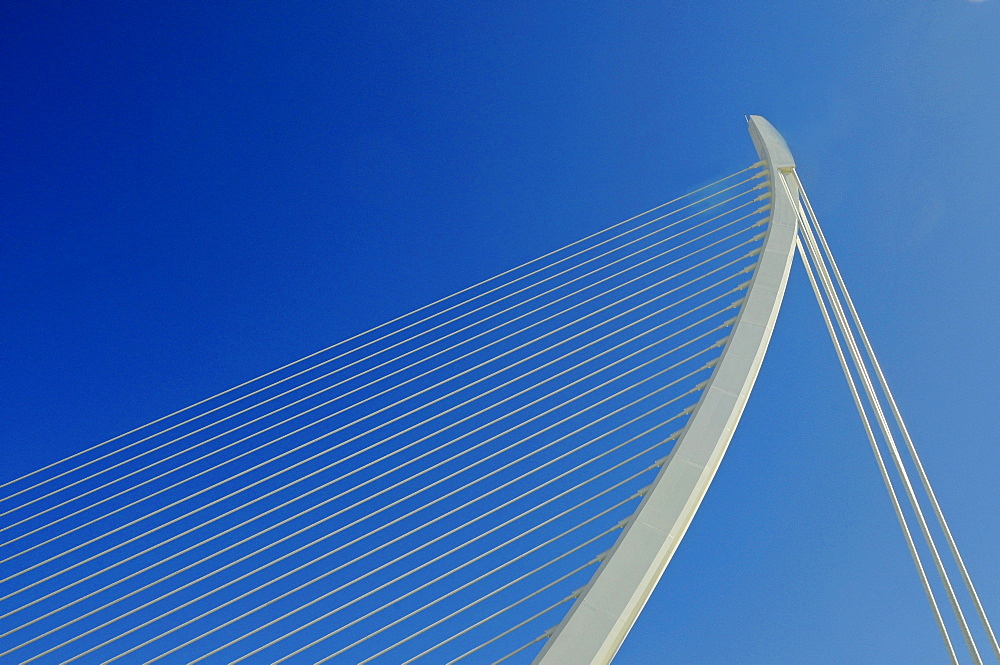Modern Bridge, Ciudad de las Artes y de las Ciencias, City of Arts and Sciences, architect Santiago Calatrava, Valencia, Spain, Europe