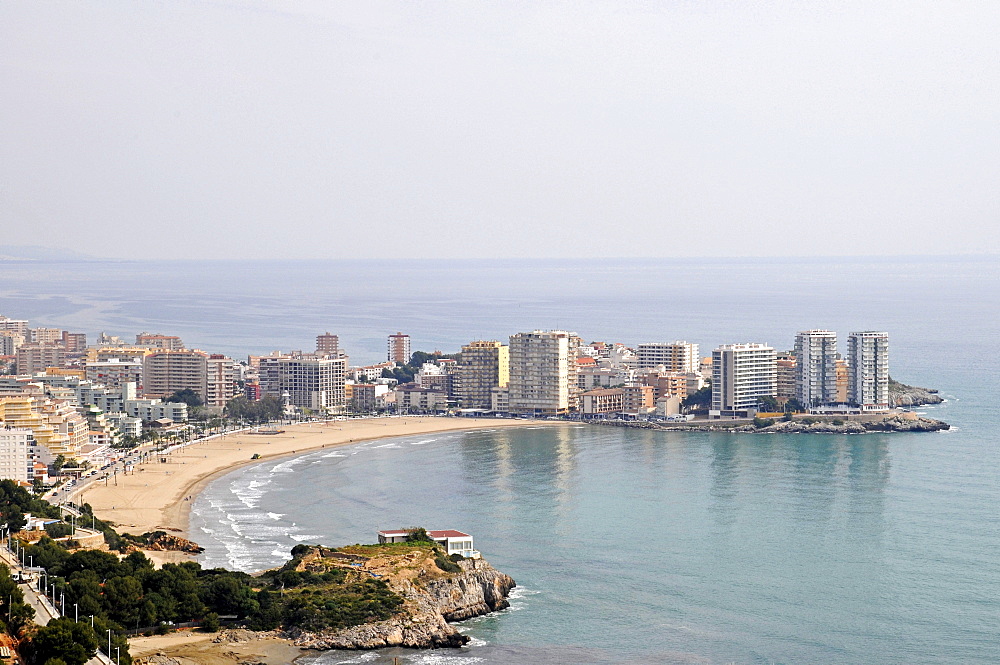 City view, Playa de la Concha beach, skyscrapers, Oropesa del Mar, Benicasim, Castellon, Valencia, Spain, Europe